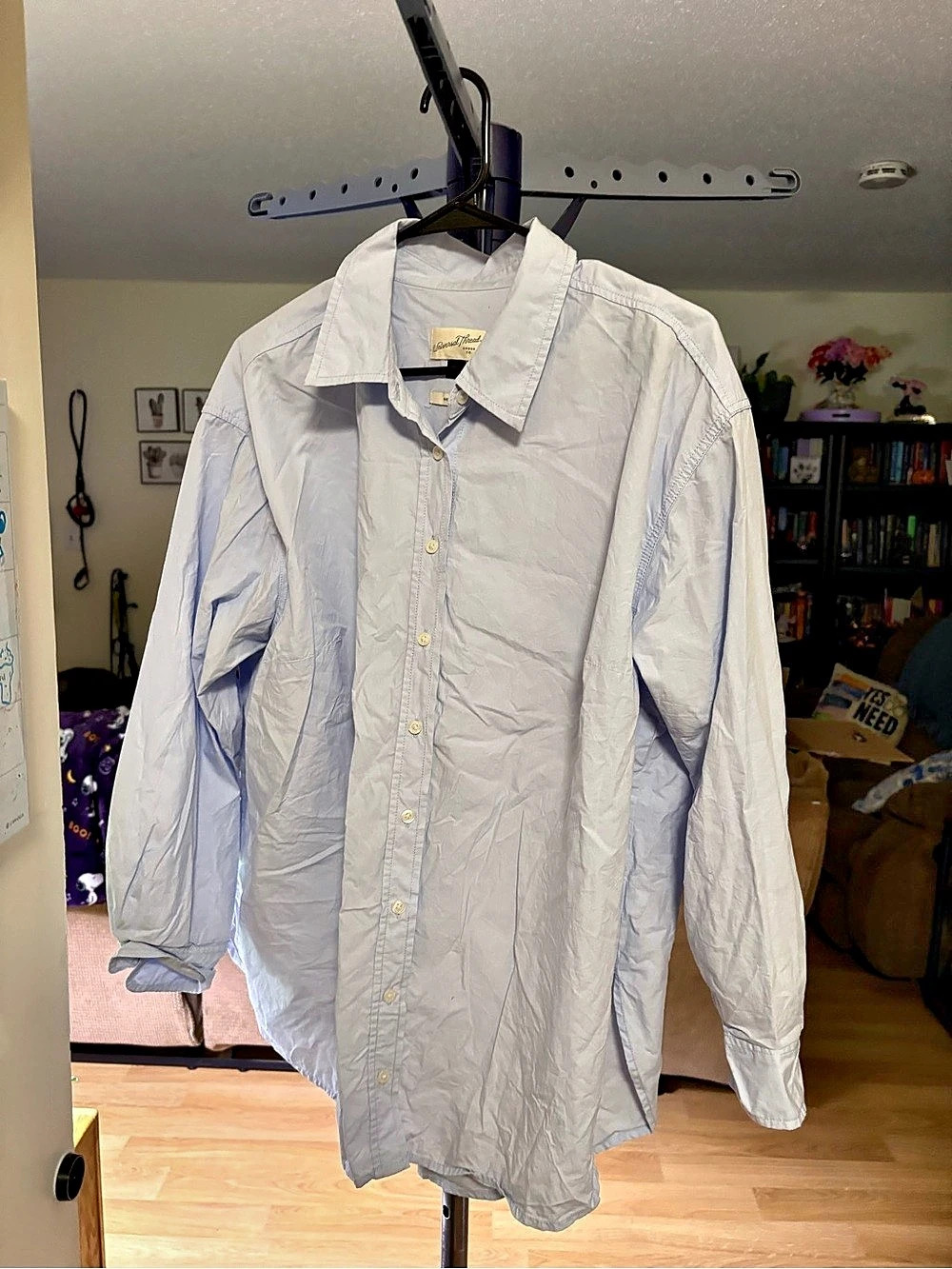 Universal Thread Oversized Fit Long Sleeve Button-Down Shirt Blue